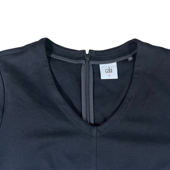 CAbi Claire Black Short Sleeve V-Neck Knit Pencil Sheath Short Dress 3101 Size 6 - Picture 4 of 8